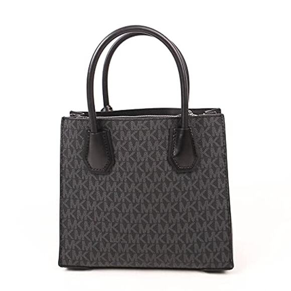 NWT Michael Kors Women MERCER MESSENGER CROSSBODY SATCHEL BAG BLACK SIGNATURE-OS - Picture 2 of 3